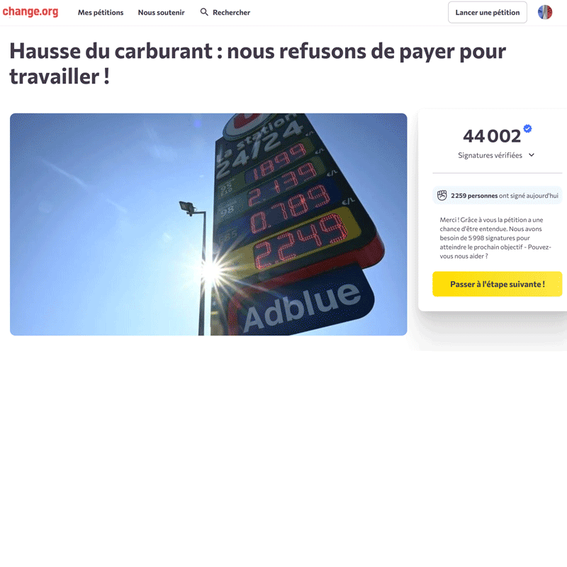 Hausse du carburant : nous refusons de payer pour travailler ! - Pétition 31 mars 2026